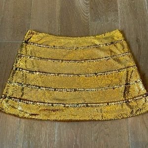 BASIX Gold chainmail mini skirt